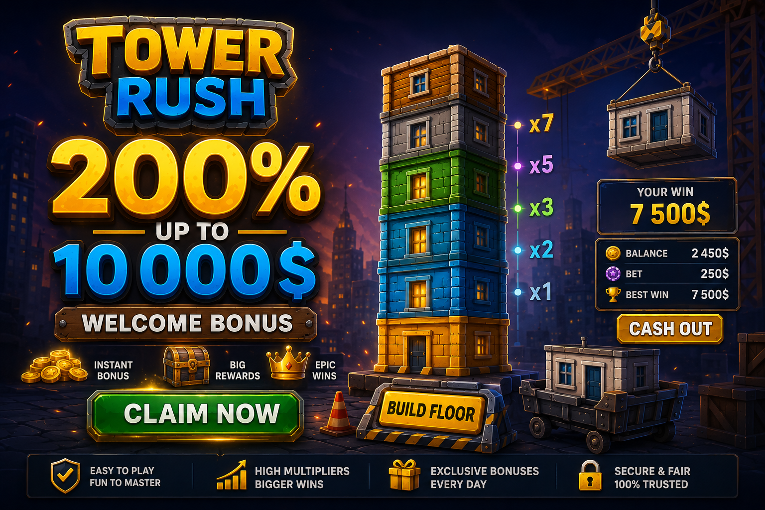 Tower Rush game welcome bonus in Malaysia